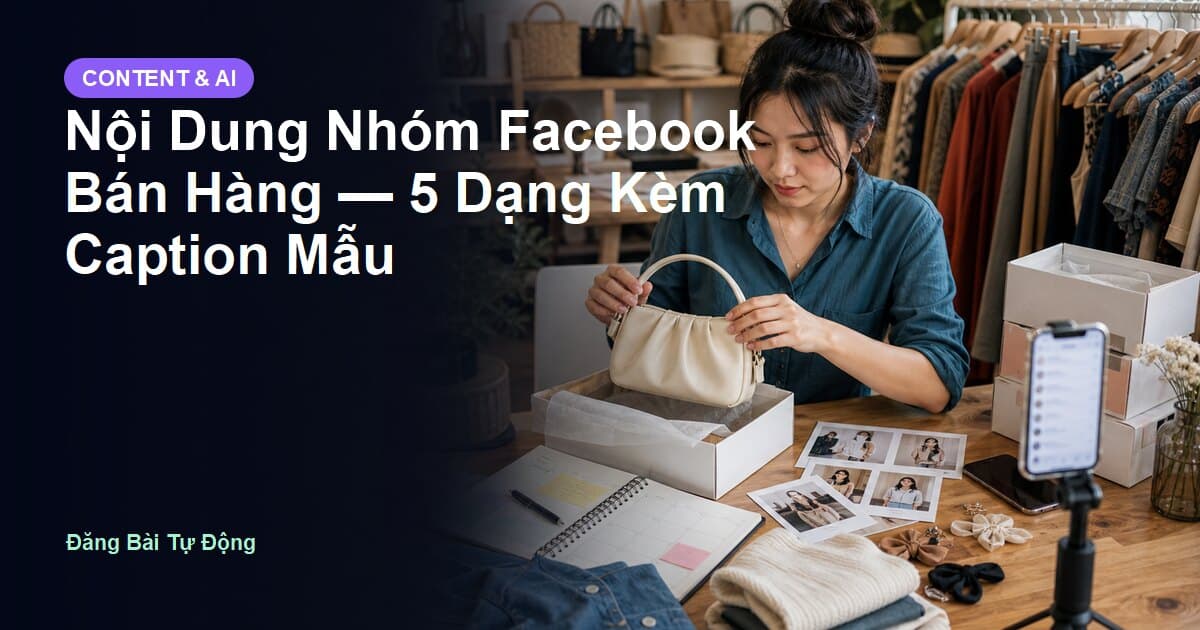 Nội Dung Nhóm Facebook Bán Hàng — 5 Dạng Kèm Caption Mẫu