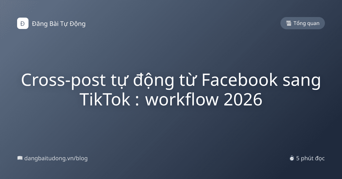 Cross-post tự động từ Facebook sang TikTok : workflow 2026